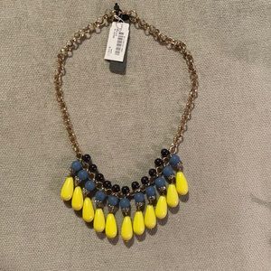 J. Crew Factory Navy Blue Yellow Fringe Necklace